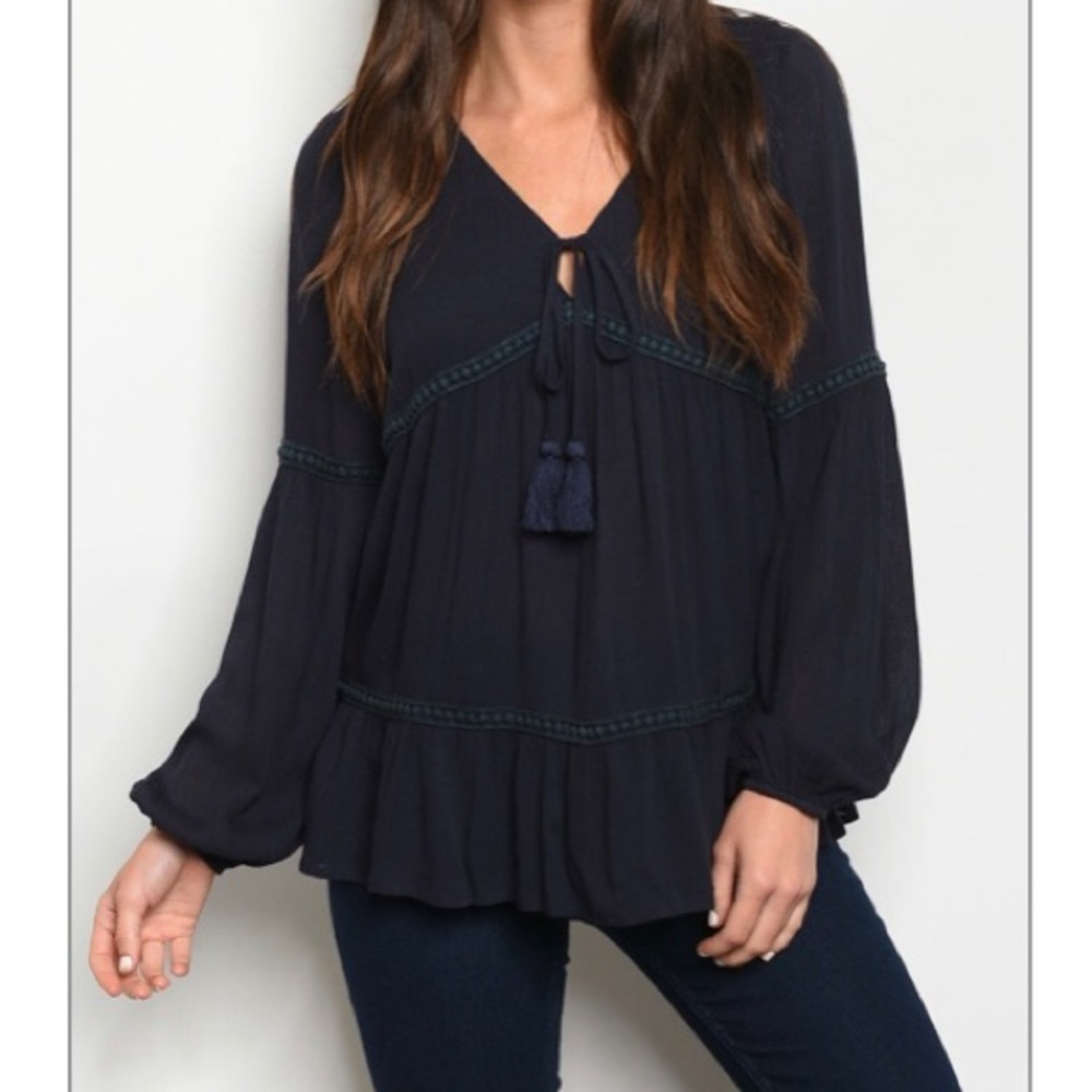 Boho Navy Blouse
